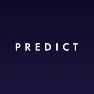 The word 'PREDICT' on a navy square