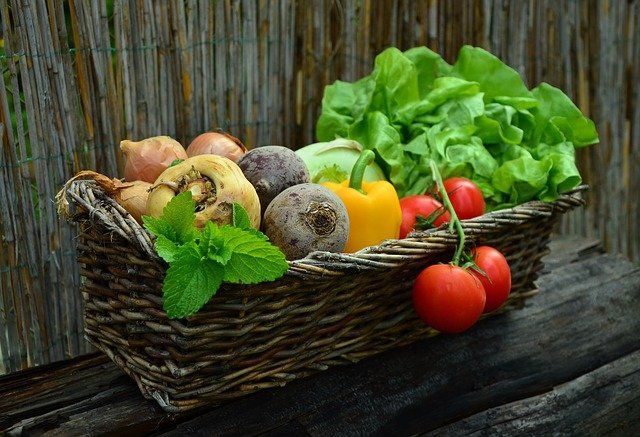 Basket filled with vegetables
